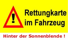 Rettungskarte im Fahrzeug - Der Aufkleber für die Frontscheibe