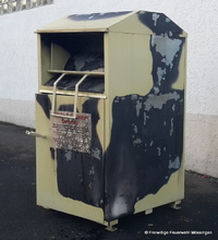 Der Altkleidercontainer war in der Uhlandstraße aufgestellt.