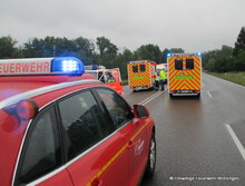Die Einsatzstelle auf der B 27 bei Mössingen